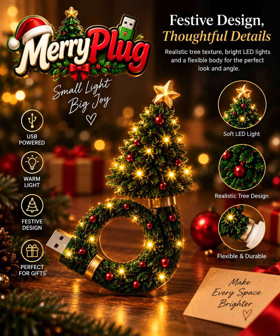 MerryPlug festive design features